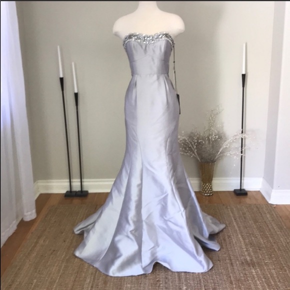 Mac Duggal Silver Beaded mermaid dress with jacket - Picture 2 of 8